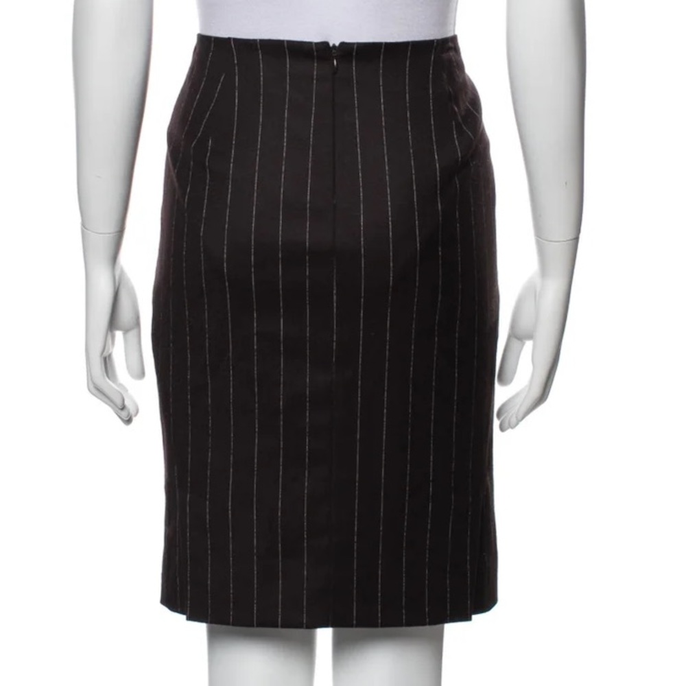 Theory Striped wool blend knee length pencil skirt in brown workwear - Picture 2 of 12